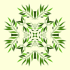 green leaves on white background