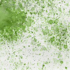 Green watercolor bright texture. Abstract washes and brush strokes on the white paper background.