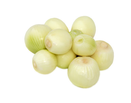 Onion. Fresh raw peeled onions isolated on white background. Bulbs of white onion.