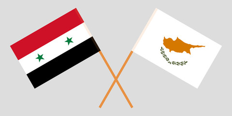 Cyprus and Syria. The Cyprian and Syrian flags. Official proportion. Correct colors. Vector