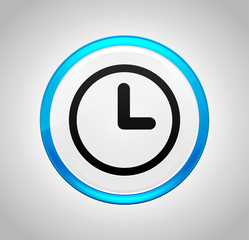 Clock icon round blue push button