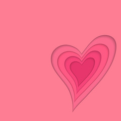 Pink vector background. Frame tiered heart. For St. Valentine's Day