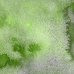 Watercolor green abstract texture with washes and brush strokes on the white paper background.