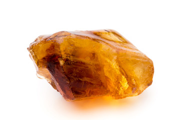 Brown caramelized sugar on white background.