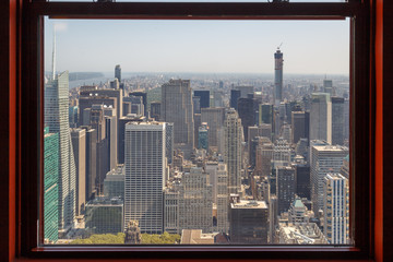 NEW YORK CITY, NY - AUGUST 09, 2014: View of Manhattan New York City Skyline Buildings from High...