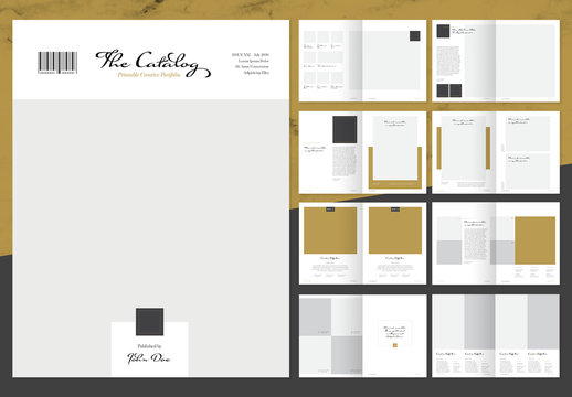 Elegant Product Catalog Layout with Gold Accents