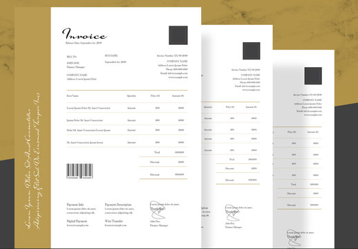 Elegant Invoice Layout with Gold Accents