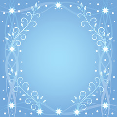 Winter vector pattern with lines, stars and plants on a blue background