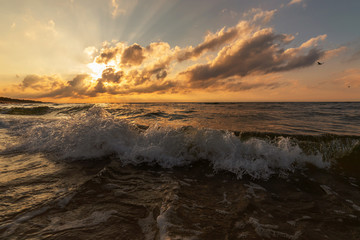 A beautiful sunset by the sea