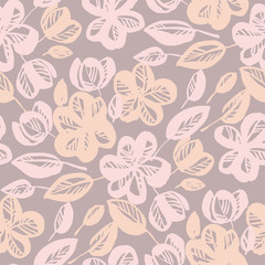 Pastel rose shade abstract flower seamless pattern