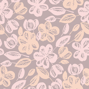 Pastel rose shade abstract flower seamless pattern