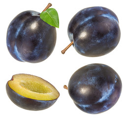 Fresh plum isolated on white background with clipping path