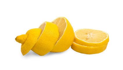 Fototapeta na wymiar Sliced Yellow Lemon Isolated on White Background