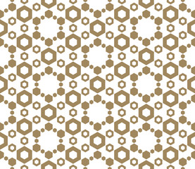 Golden honeycomb seamless pattern. Vector abstract geometric background
