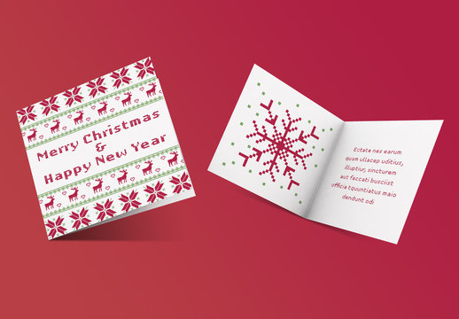 Cross Stitch Holiday Greeting Card Layout