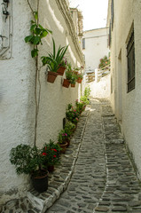 Spain. Streets of Pampaneira, town of the Alpujarras of Granada in Andalusia.