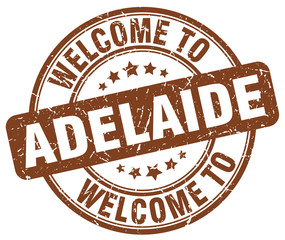 welcome to Adelaide brown round vintage stamp