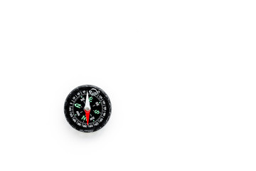 Direction of movement. Compass on white background top view copy space