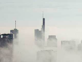 Frankfurt skyline above the clouds