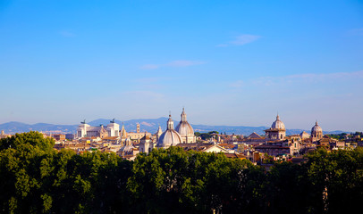 Fototapeta na wymiar Panorama of old town in city of Rome, Italy