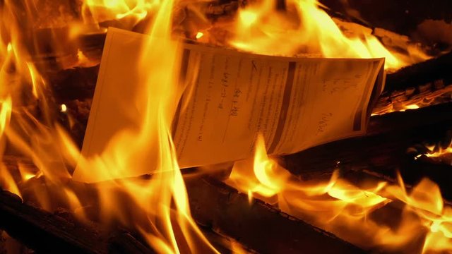 Document With Writing Put On Fire - Generic Content