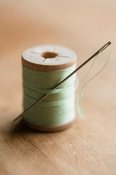Green thread and needle