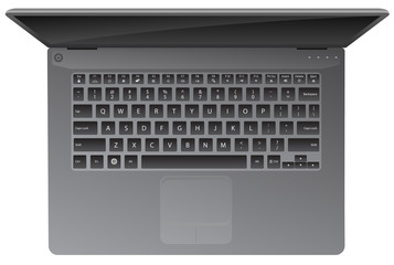 Laptop Computer, Top Down View, Keyboard, Realistic Vector Illustration