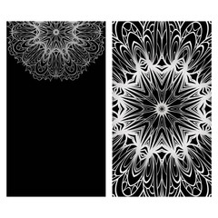 Templates card with mandala design. Vector illustration. For visit card, business, greeting card invitation.
