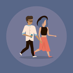 man and woman couple walking