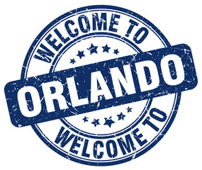 welcome to Orlando blue round vintage stamp