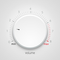 Naklejka premium Volume music control knob icon panel. Audio knob element interface