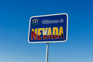 Nevada state line sign