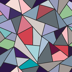 Seamless vector pattern, lined asymmetric geometric background with rhombus, triangles. Print for decor, wallpaper, packaging, wrapping, fabric. Triangular graphic design. Line drawing