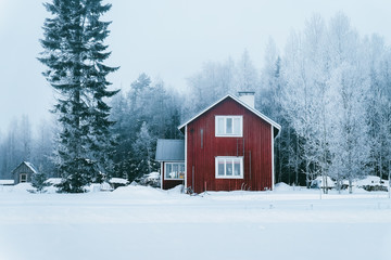 Cottage House and Snowy winter of Finland