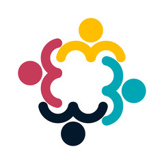 Obraz premium People logo. Group teamwork symbol of four persons in a circle