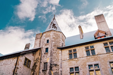 Obraz premium Gruyeres Castle of Gruyeres town village winter