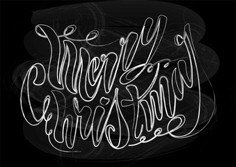 Beautiful handwritten text Merry Christmas. Vector illustration isolated on textured background for greeting cards, labels, packaging, logo, decorations.