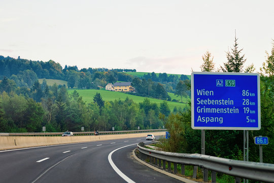 Sign board in road of Austria