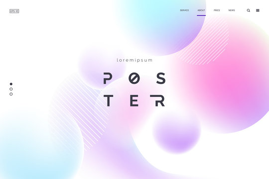 Vector background with abstract neon shapes in gradient pastel colors. Poster with blurred effect. Asymmetric composition. Applicable for landing page, invitation, advertisement. Eps 10