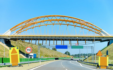 Bridge on modern highway road Czech republic Europe