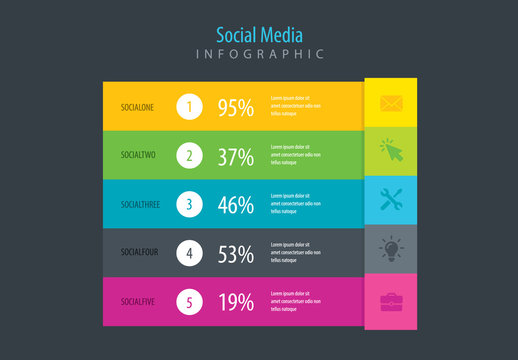 Social Media Infographic Layout with Icons