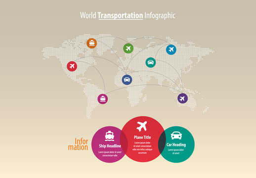 World Map Infographic Layout with Icons
