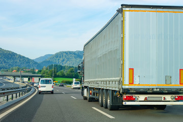 Truck in asphalt road of Poland