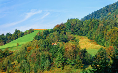 Fototapeta na wymiar Scenery of Julian Alps mountains in Slovenia