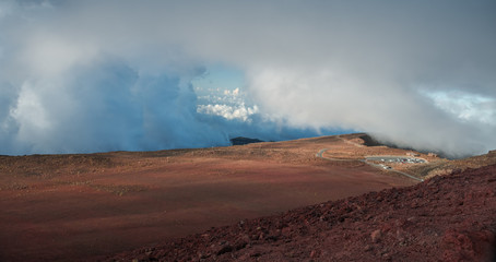 volcanic landscape in the clouds