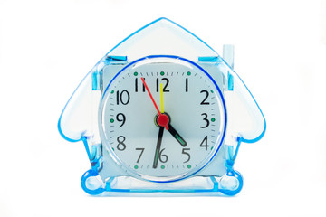 red alarm clock isolated on white background