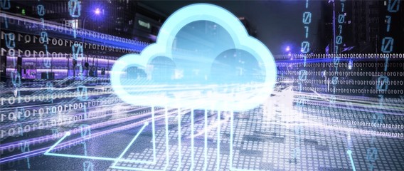 Cloud service icon with options and devices