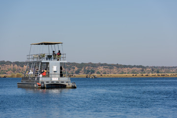Boat on Chobe river in Botswana