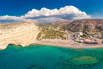 Photo sur Plexiglas  Plage d'Elafonissi, Crète, Grèce Aerial view of Matala beach on Crete island with azure clear water, Greece, Europe