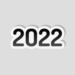 2022 number icon. Happy New Year. Sticker style with white borde